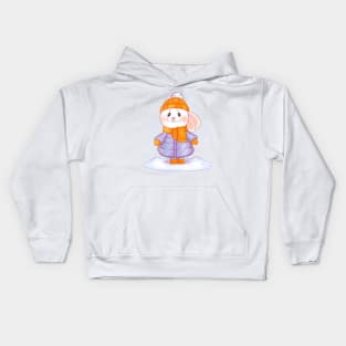 Winter bunny in the snow Kids Hoodie